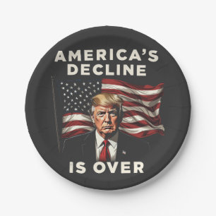 America's Decline Is Over Trump Patriotic American Paper Plate