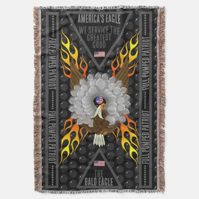 America's Eagle Full Pumped Patriot Throw Blanket (Front Vertical)