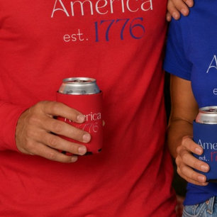America's est 1776 Typography 4th July Red Seltzer Can Cooler
