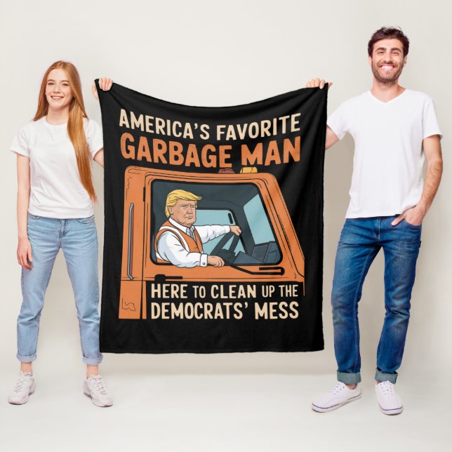 America's Favourite Garbage Man Trump 45 47 USA Fleece Blanket (In Situ)