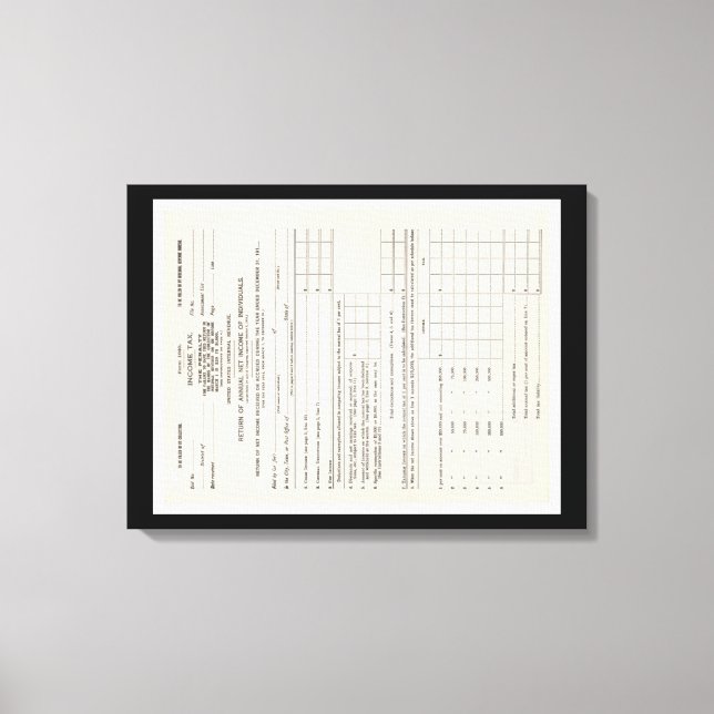 America's First Income Tax Form Canvas Print (Front)