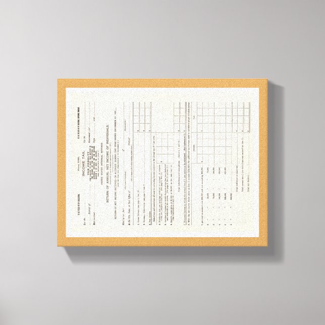 America's First Income Tax Form Canvas Print (Front)