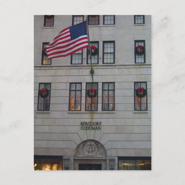 America's Flag Flying Proudly at Bergdorf's NYC Postcard (Front)