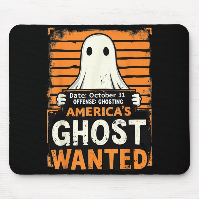 Americas Ghost Wanted Funny Halloween Ghosting Mouse Mat (Front)