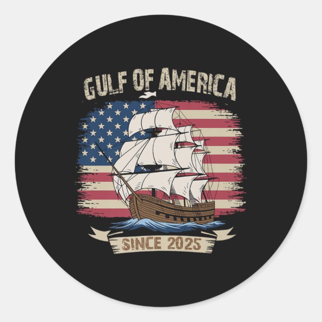 Americas Gulf Mexico Presdent Trump Est 2025 Ameri Classic Round Sticker (Front)