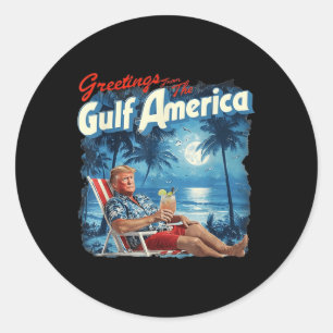 Americas Gulf Trump 2024 Retro Beach Usa America M Classic Round Sticker