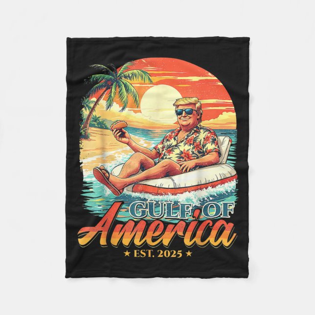Americas Gulf Trump 2024 Retro Beach Usa America M Fleece Blanket (Front)