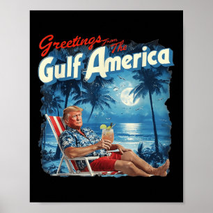 Americas Gulf Trump 2024 Retro Beach Usa America Poster