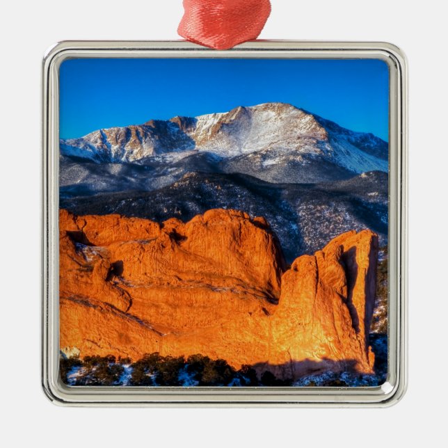 America's Mountain at Sunrise Metal Tree Decoration (Front)