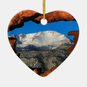 America's Mountain Framed by Sandstone Ceramic Tree Decoration