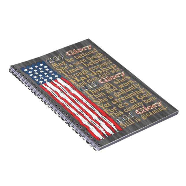 America's Old Glory Distressed Banner Poem Notebook (Right Side)