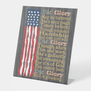 America's Old Glory Distressed Banner Poem Pedestal Sign