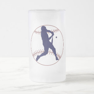 America's Pastime Frosted Glass Beer Mug