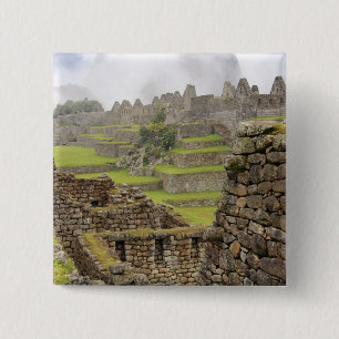 Americas, Peru, Machu PIcchu. The ancient 15 Cm Square Badge
