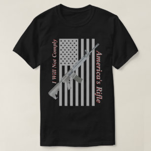 Americas Rifle USA Flag I Will Not Comply Dark T-Shirt