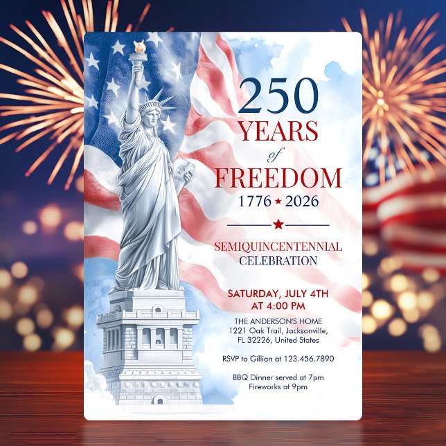 America's Semiquincentennial 250 Years Freedom Invitation (Semiquincentennial 250 Years Freedom Invitation)