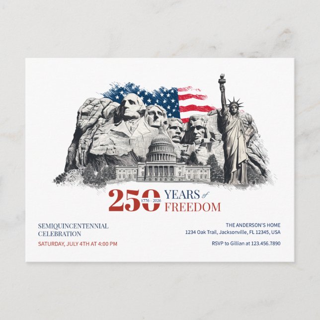 America's Semiquincentennial 250 Years of Freedom Postcard (Front)