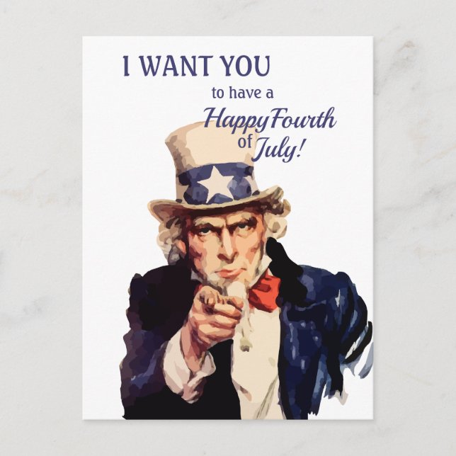 America's Uncle Sam Happy Fourth of July Postcard (Front)