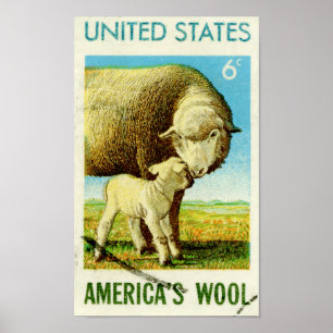 America's Wool Retro Sheep Poster