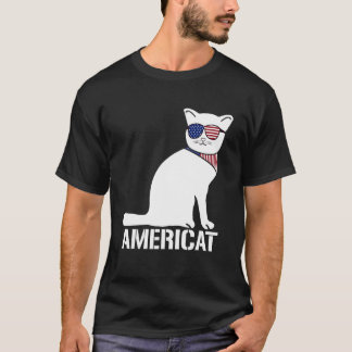 Americat Cool Cat 4th of July Men Women T-Shirt