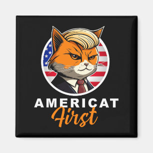 Americat First Funny Patriot America Cats Presiden Magnet