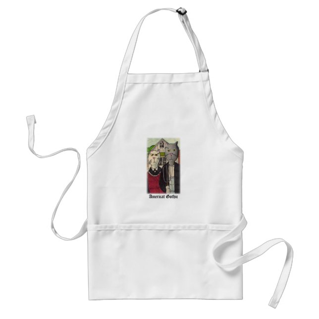 Americat Gothic Epic Cartoon Classic Cat Art Standard Apron (Front)