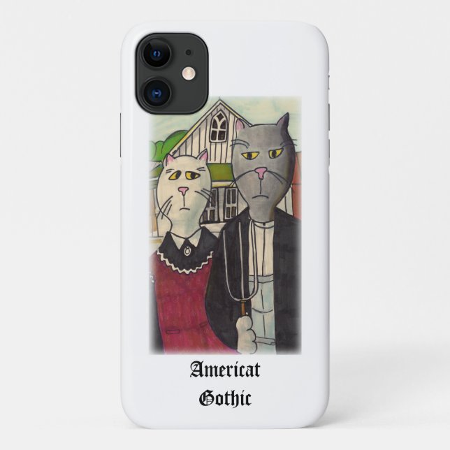 Americat Gothic Museum Cartoon Classic Cat Art Case-Mate iPhone Case (Back)