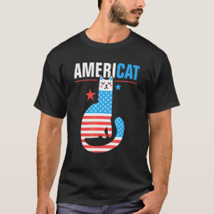 americat' Patriotic American Cat Usa Flag Cat T-Shirt