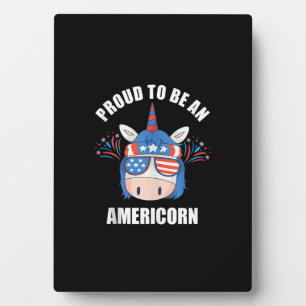 Americorn 4th Of July Patriotic American Unicorn U Plaque