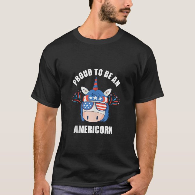 Americorn 4th Of July Patriotic American Unicorn U T-Shirt (Front)