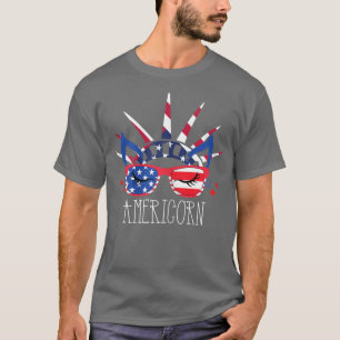 Americorn 4th Of July Unicorn American Flag Patrio T-Shirt