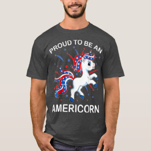 Americorn Unicorn 4th of July Girls Americorn Mer T-Shirt