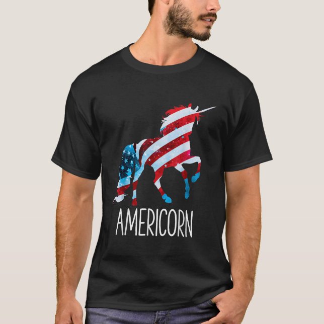 Americorn Unicorn 4th of July T shirt Mericorn Mer (Front)