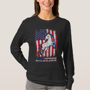 Americorn Unicorn With American Flag Women Kids T-Shirt