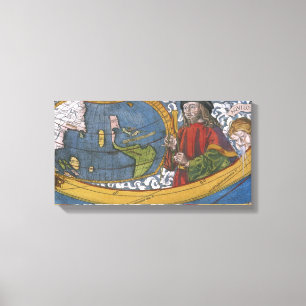 Amerigo Vespucci Explorer on a Map of the Americas Canvas Print