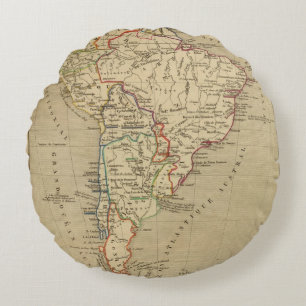 Amerique Meridionale en 1840 Round Cushion