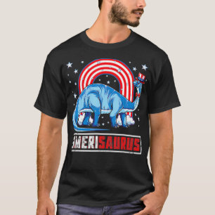 Amerisaurus Brontosaurus Boys Girls Dinosaur 4th T-Shirt