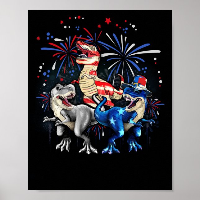 AMERISAURUS Dinosaur 4th of July Independence Poster (Front)