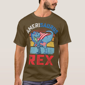 Amerisaurus Re Funny 4th of July TRe Dinosaur USA  T-Shirt