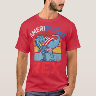 Amerisaurus Re Funny 4th of July TRe Dinosaur USA  T-Shirt