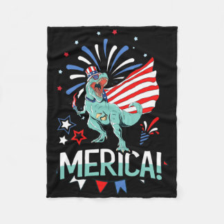 Amerisaurus Rex American Flag Independence Day Mer Fleece Blanket