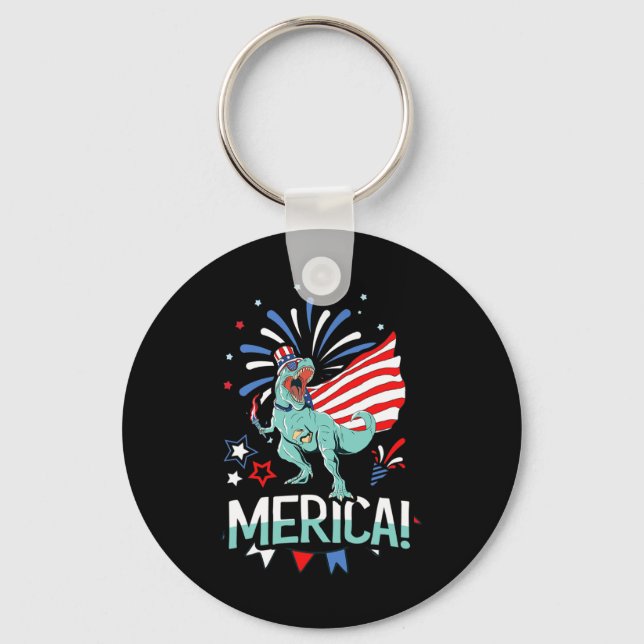 Amerisaurus Rex American Flag Independence Day Mer Key Ring (Front)