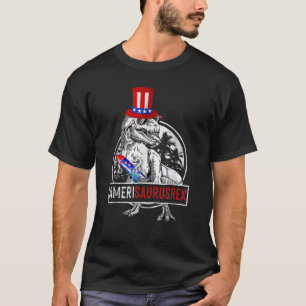 Amerisaurus Rex Dino July 4th America Flag Patriot T-Shirt