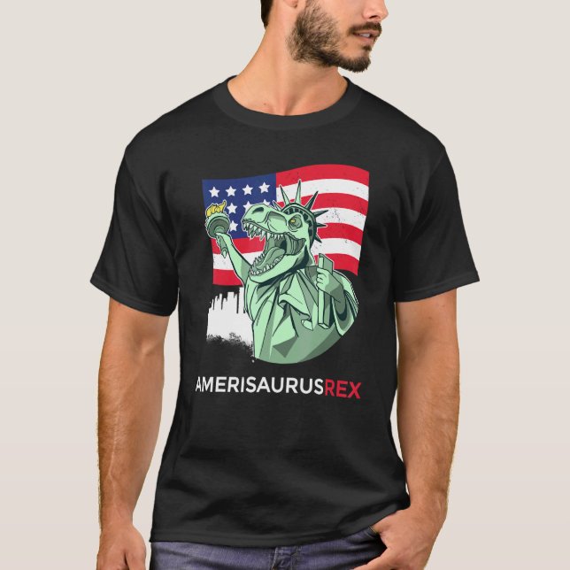 Amerisaurus Rex Patriotic Boys Dinosaur 4th Of Jul T-Shirt (Front)