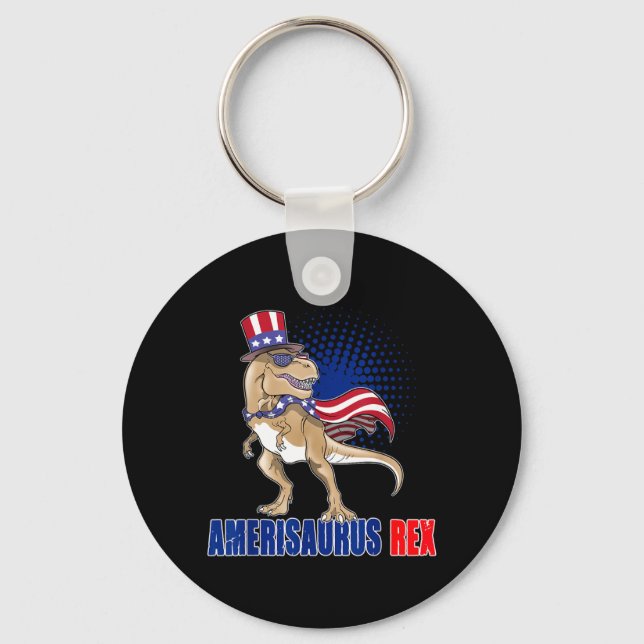 Amerisaurus Rex T-Rex Dinosaur 4th Of July Key Ring (Front)