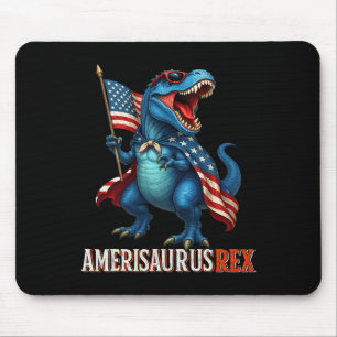Amerisaurus T Rex Dinosaur 4th Of July American Fl Mouse Mat