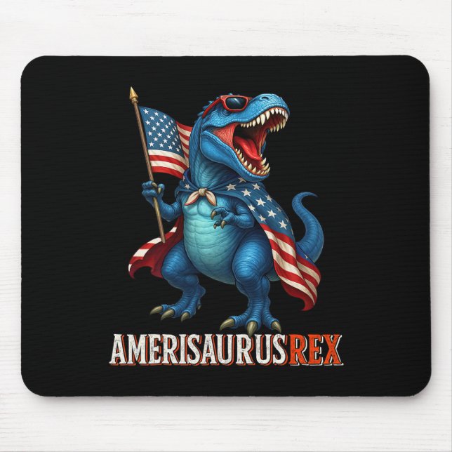 Amerisaurus T Rex Dinosaur 4th Of July American Fl Mouse Mat (Front)