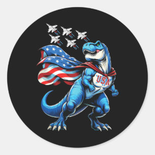 Amerisaurus T-rex Patriotic Boys Girl 4th Of July Classic Round Sticker