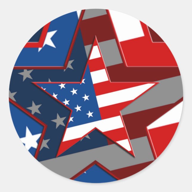 Amerrican Flag Star Pattern Classic Round Sticker (Front)