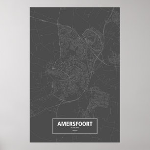 Amersfoort, Netherlands (white on black) Poster